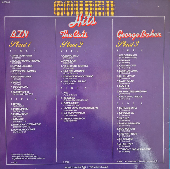 BZN, The Cats, George Baker – Gouden Hits - Afbeelding 2
